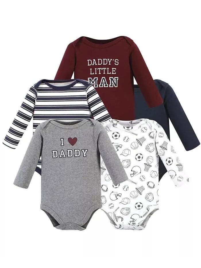 Хлопковые боди с длинными рукавами для маленьких мальчиков Daddy (5 шт.) Hudson Baby — изображение 1 из 7