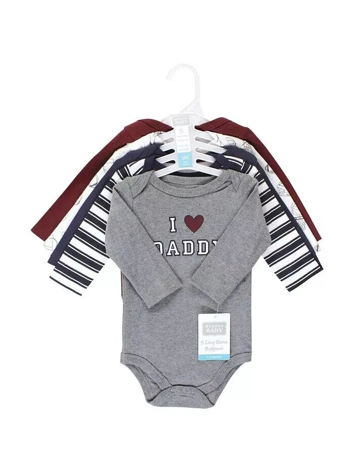 Хлопковые боди с длинными рукавами для маленьких мальчиков Daddy (5 шт.) Hudson Baby — изображение 7 из 7