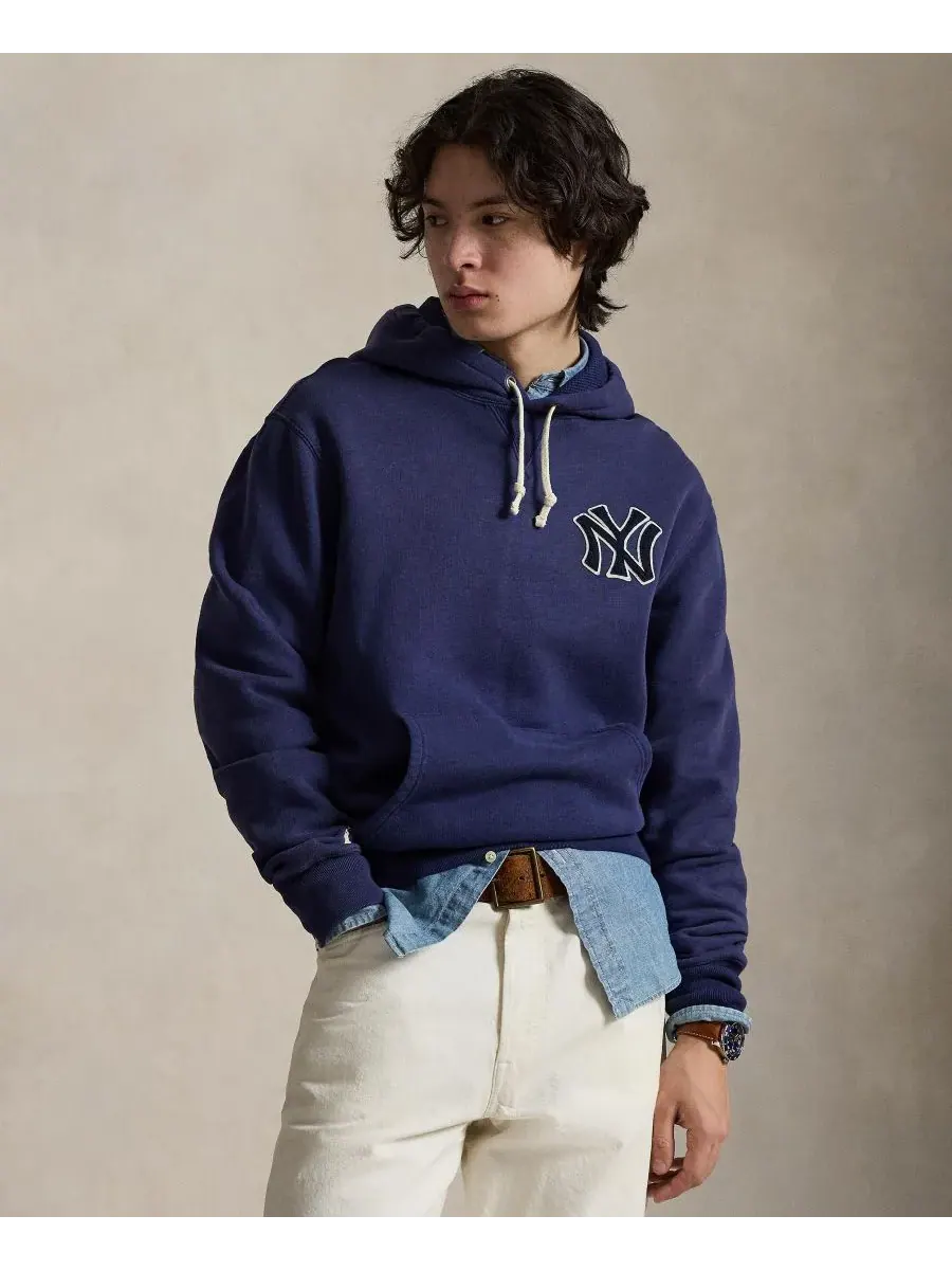 Мужская флисовая толстовка с логотипом Yankees Polo Ralph Lauren, темно-cobalt — изображение 1 из 5, кобальт