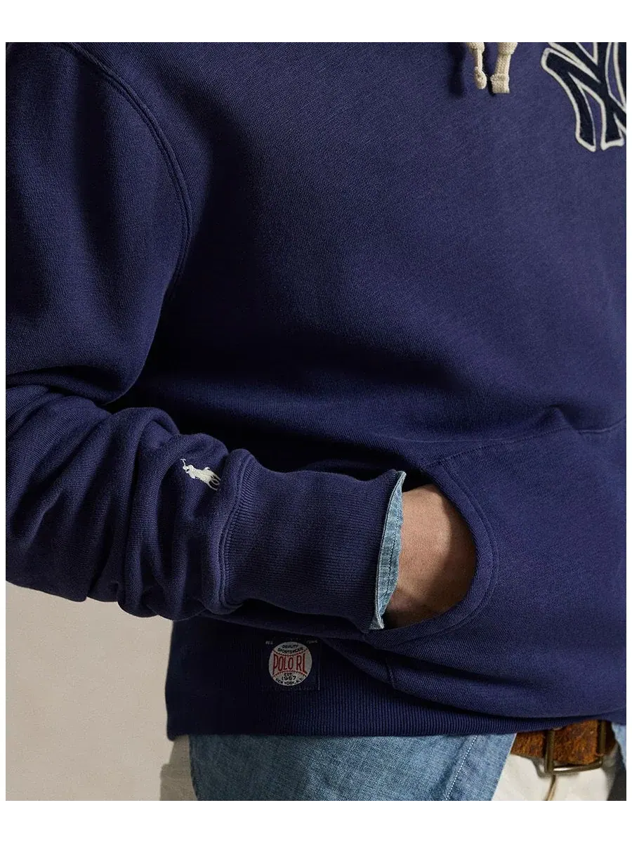 Мужская флисовая толстовка с логотипом Yankees Polo Ralph Lauren, темно-cobalt — изображение 3 из 5, кобальт