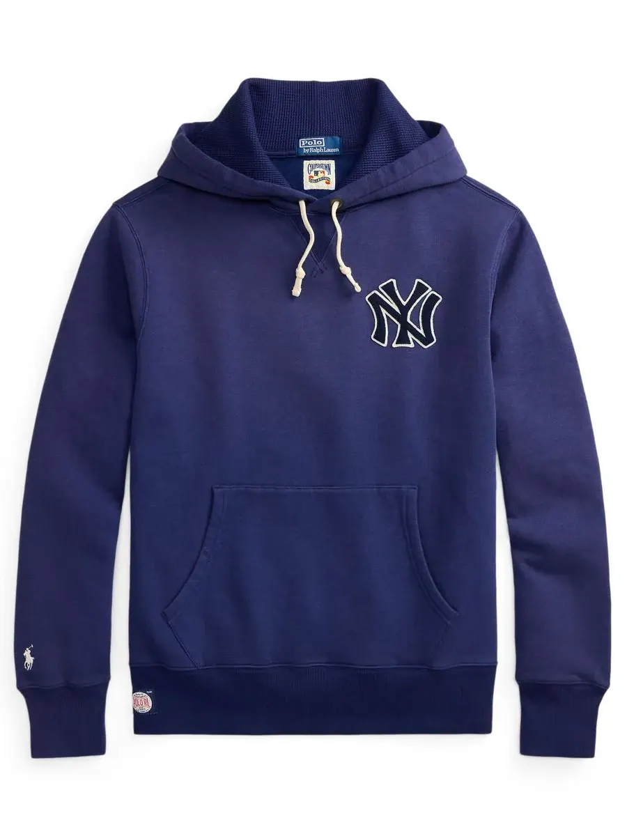 Мужская флисовая толстовка с логотипом Yankees Polo Ralph Lauren, темно-cobalt — изображение 5 из 5, кобальт