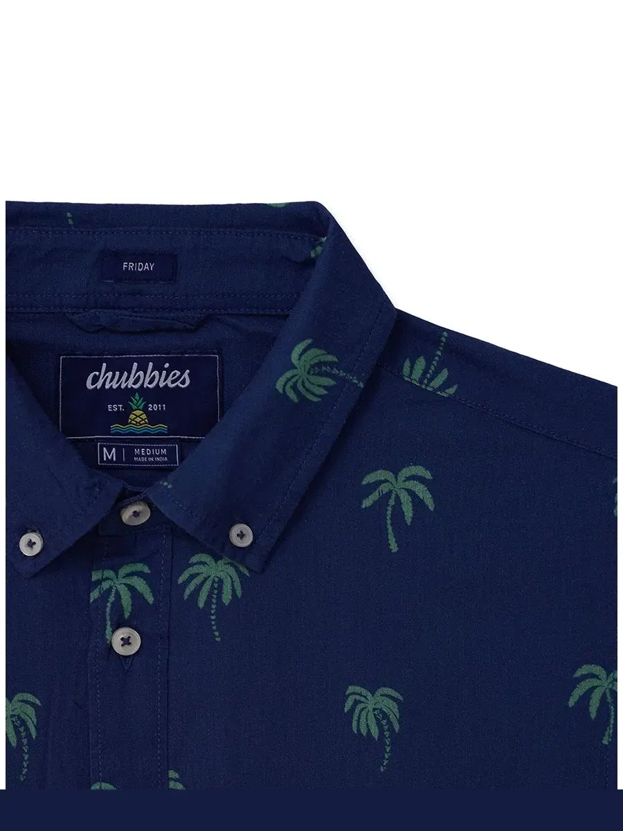 Рубашка с коротким рукавом Nighttime Palm Chubbies — изображение 2 из 3, темно-синий