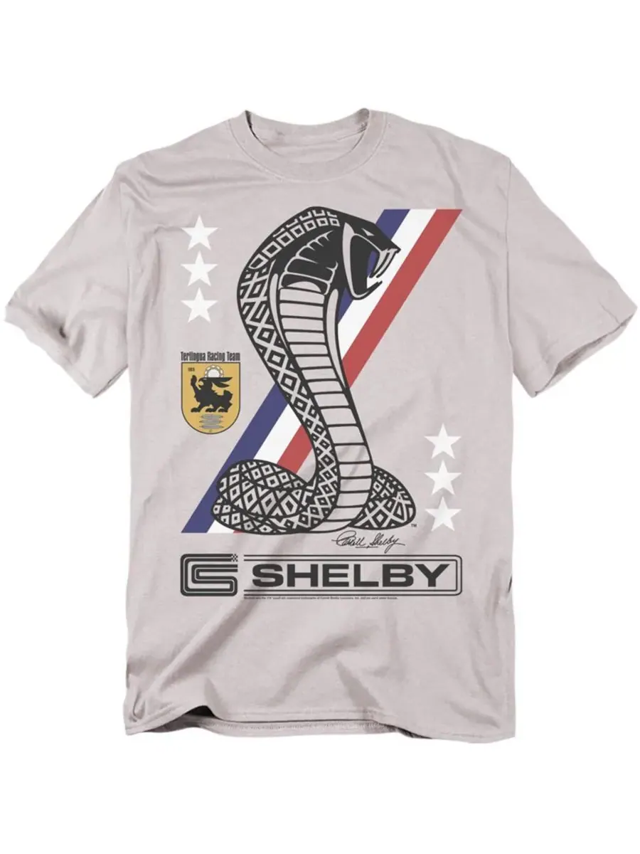 Мужская футболка Carroll Shelby Racing Stripe Snake Shelby Cobra — серебристый