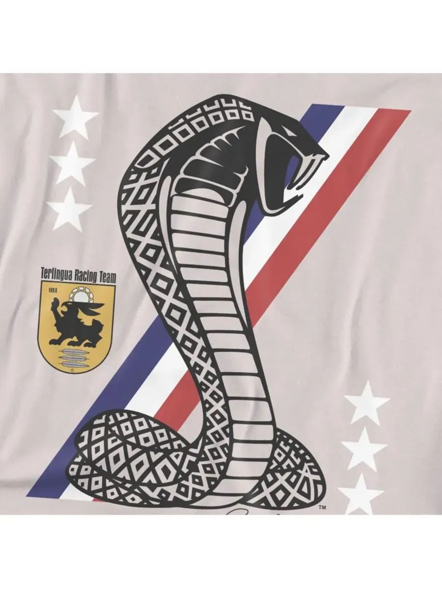 Мужская футболка Carroll Shelby Racing Stripe Snake Shelby Cobra — изображение 2 из 3, серебряный