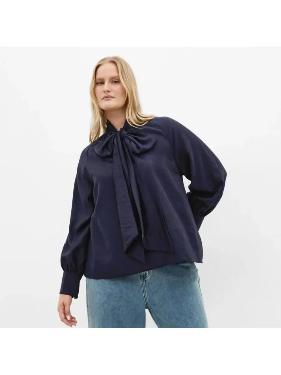 Женская блузка Kelsey с галстуком CITY CHIC — изображение 1 из 5, темно-синий