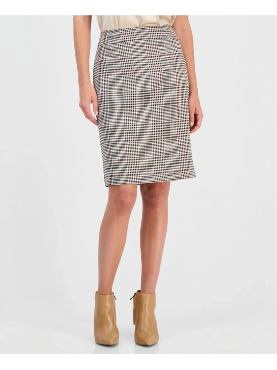Платье-карандаш с принтом Petite Plaid Pencil Tahari ASL — изображение 3 из 4, черный