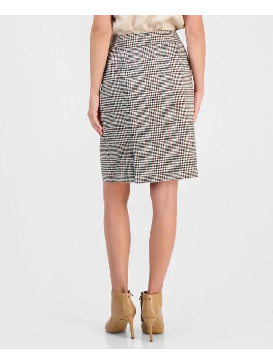 Платье-карандаш с принтом Petite Plaid Pencil Tahari ASL — изображение 4 из 4, черный