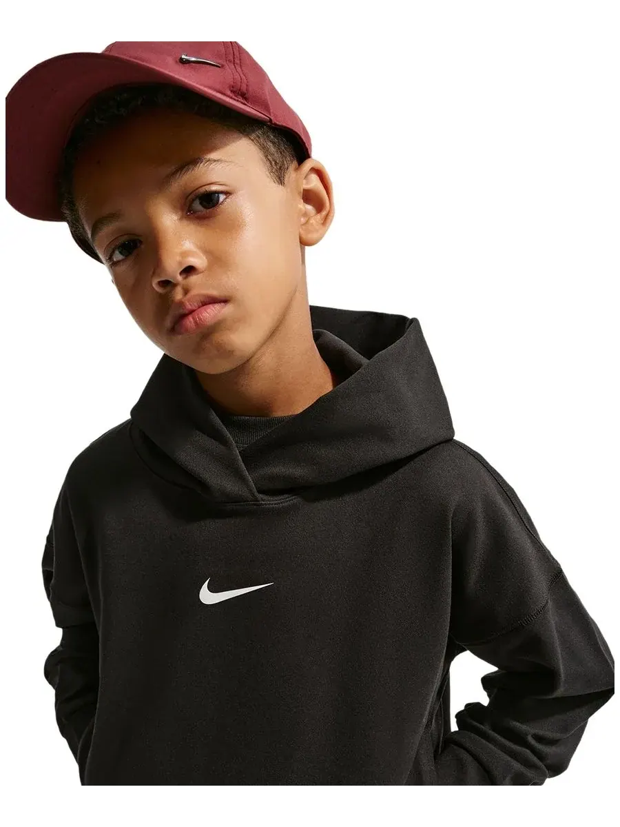 Детская толстовка с капюшоном DRI-FIT (для мальчиков 4-20 лет) Nike — изображение 2 из 6, черный/белый