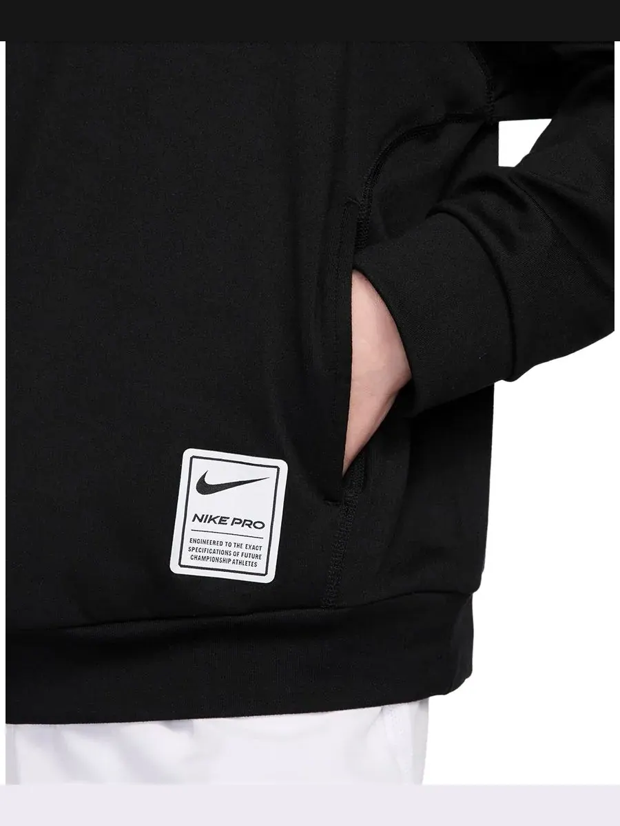 Детская толстовка с капюшоном DRI-FIT (для мальчиков 4-20 лет) Nike — изображение 3 из 6, черный/белый