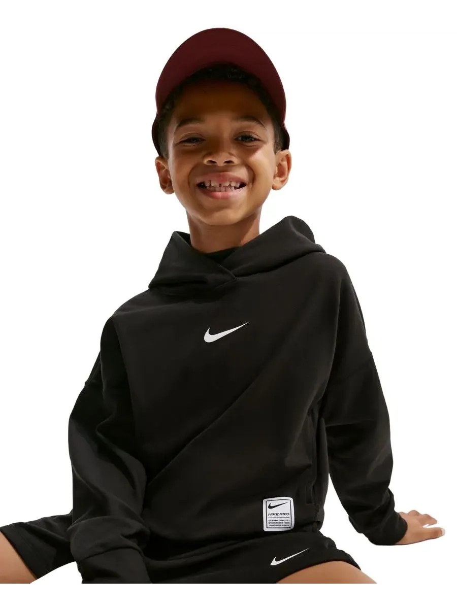 Детская толстовка с капюшоном DRI-FIT (для мальчиков 4-20 лет) Nike — изображение 6 из 6, черный/белый