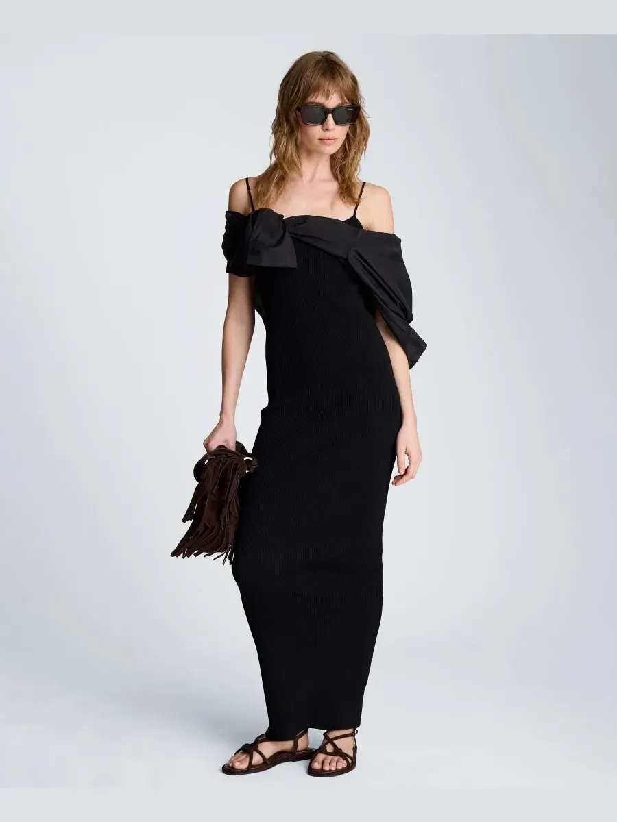 Женское платье-свитер с вырезом-лодочкой Kenneth Cole — изображение 6 из 6, черный