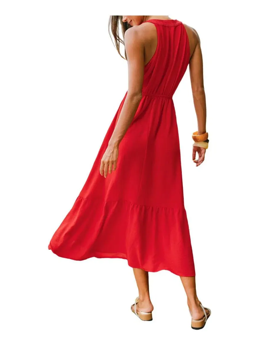 Женское пляжное платье макси красного цвета «Под заходящим солнцем» Cupshe — изображение 3 из 3, красный