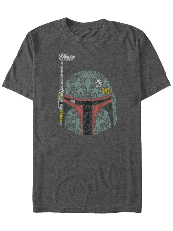 Футболка мужская Star Wars Classic Boba Fett с принтом "скрытые изображения" и шлемом, короткий — изображение 1 из 1