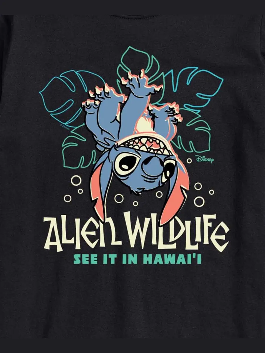 Футболка с принтом Lilo And Stitch Alien Wildlife AIRWAVES — изображение 3 из 3, черный