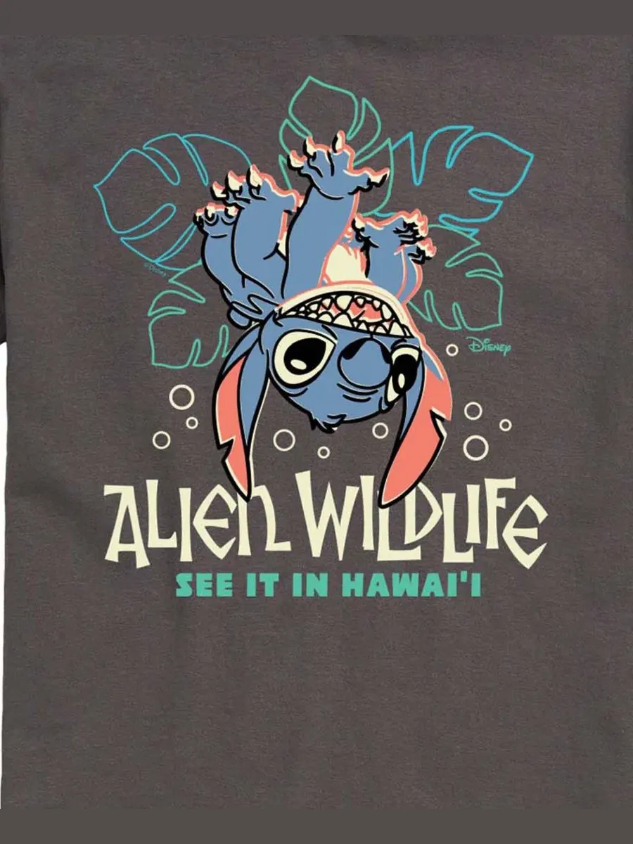 Футболка с принтом Lilo And Stitch Alien Wildlife AIRWAVES — изображение 3 из 3, темно-серый