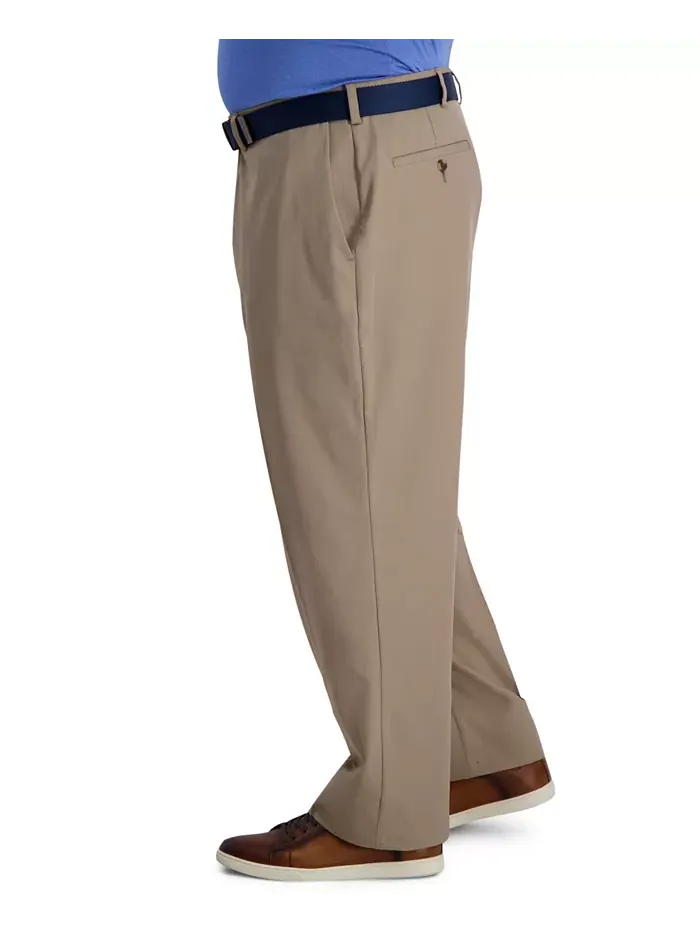 Брюки Big & Tall Cool Right Performance Flex Classic Fit с плоской передней частью Haggar — изображение 3 из 8, бежевый