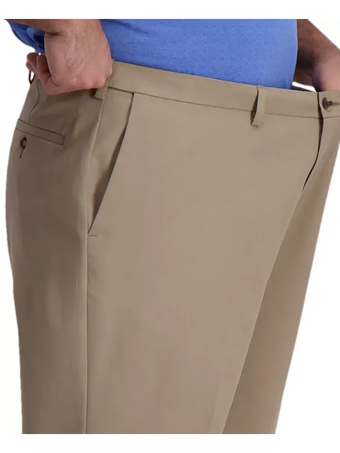 Брюки Big & Tall Cool Right Performance Flex Classic Fit с плоской передней частью Haggar — изображение 4 из 8, бежевый