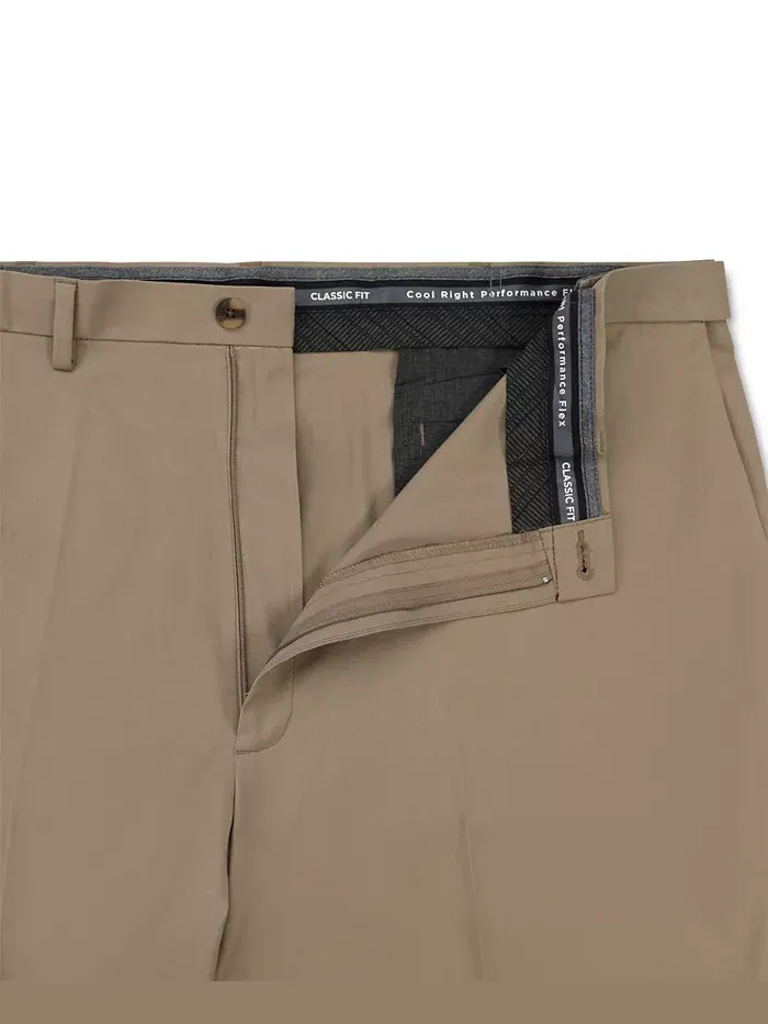 Брюки Big & Tall Cool Right Performance Flex Classic Fit с плоской передней частью Haggar — изображение 5 из 8, бежевый