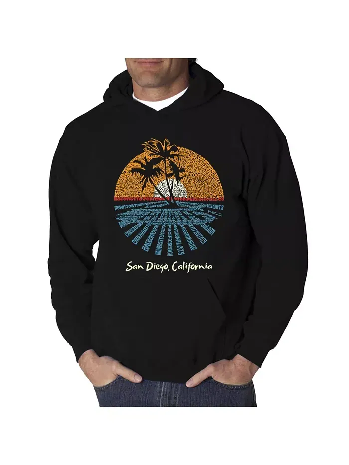 Мужской худи с принтом "Cities in San Diego" Word Art LA Pop Art — изображение 1 из 2, черный