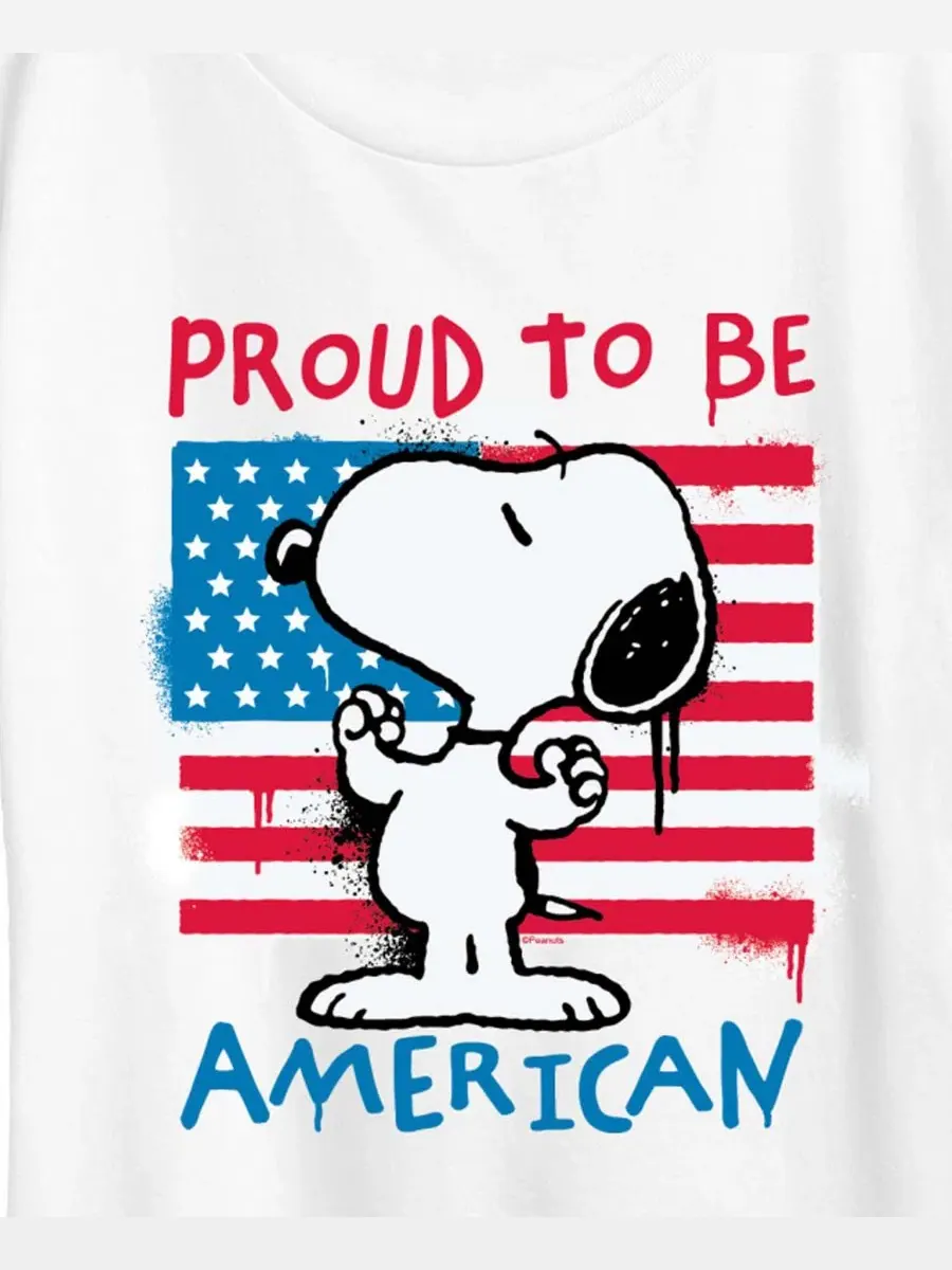 Футболка с коротким рукавом и графическим принтом "Peanuts Snoopy Street USA" больших размеров — изображение 2 из 3, белый