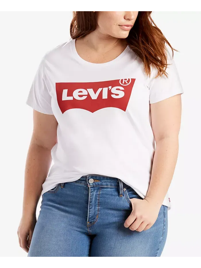 Модная хлопковая футболка с логотипом Perfect, plus size Levi's — изображение 1 из 3, белый