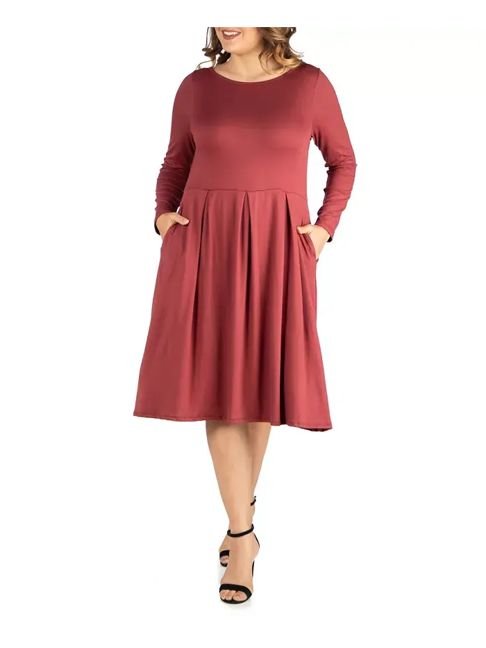Женское платье миди с расклешенной юбкой больших размеров 24seven Comfort Apparel
