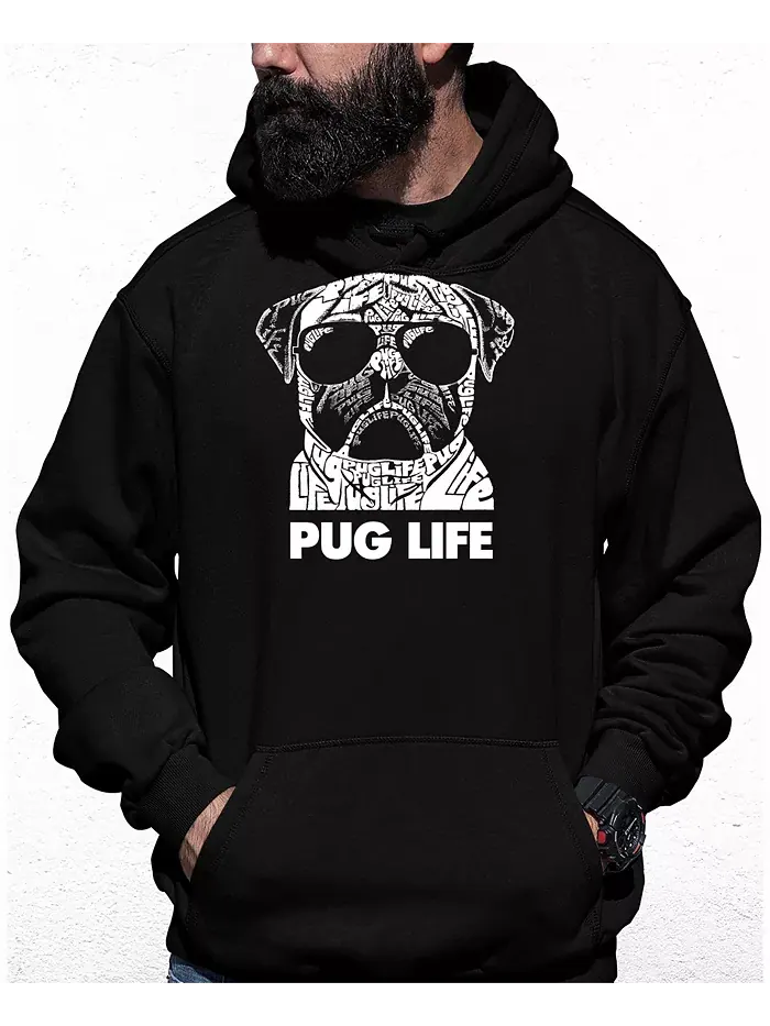 Мужская толстовка с капюшоном Pug Life и принтом LA Pop Art — изображение 1 из 2, черный