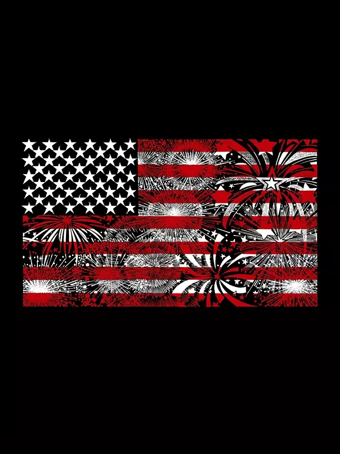 Мужской худи с принтом "Фейерверк и флаг США" Word Art LA Pop Art — изображение 3 из 3, темный серый