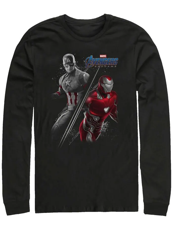 Мужская футболка с длинным рукавом Marvel Avengers Endgame Iron Man Captain America Split Fifth Sun — изображение 1 из 1