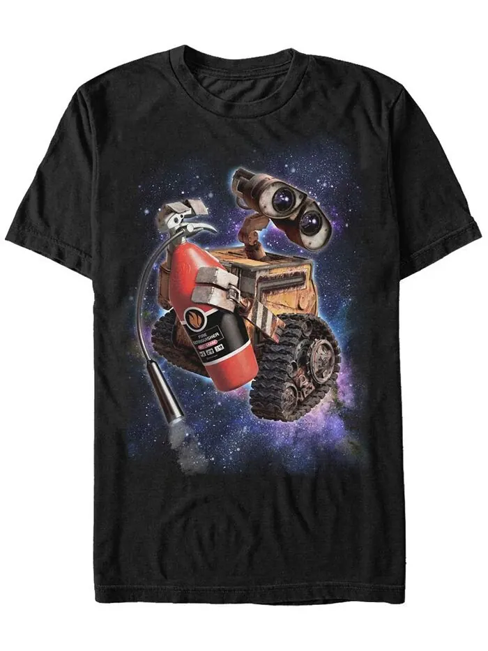 Мужская футболка с коротким рукавом Disney Pixar Wall-E с космическим портретом и огнетушителем — изображение 1 из 1, черный