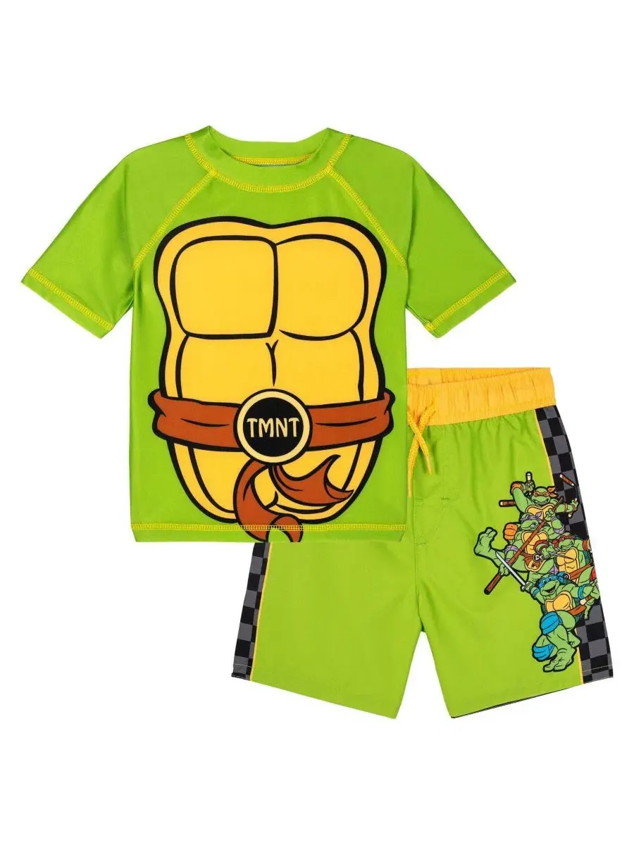 Комплект для плавания из рашгарда и плавок Teenage Mutant Ninja Turtles — изображение 1 из 3, зеленый желтый