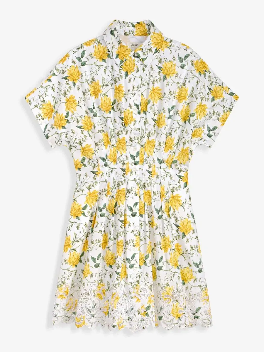 Платье-рубашка мини с вышивкой Cutwork-Hem Mini Shirtdress On 34th — изображение 6 из 7, слоновая кость