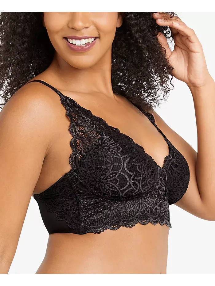 Удлиненный бюстгальтер-бралетт Pure Comfort из кружева и сетки DM1188 Maidenform — изображение 3 из 4, черный