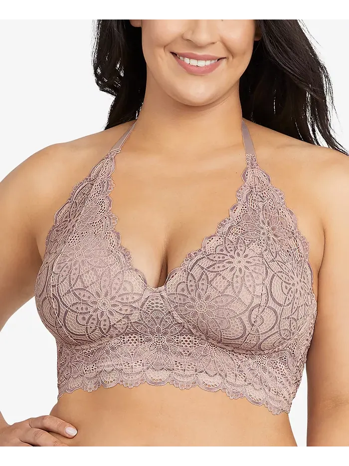 Удлиненный бюстгальтер-бралетт Pure Comfort из кружева и сетки DM1188 Maidenform — изображение 1 из 6, коричневый
