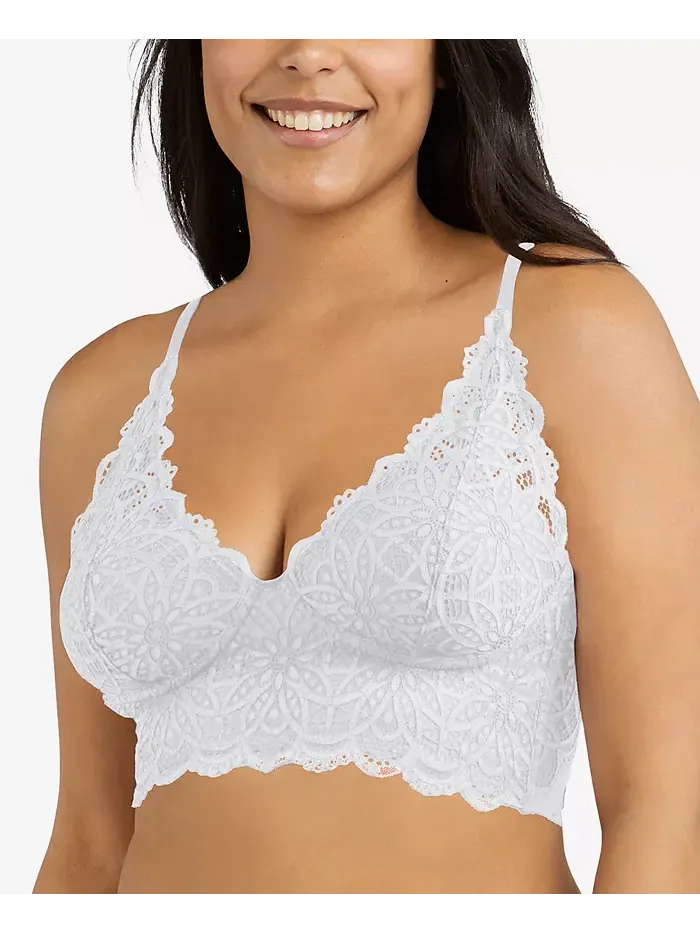 Удлиненный бюстгальтер-бралетт Pure Comfort из кружева и сетки DM1188 Maidenform — изображение 1 из 4, белый серебристый