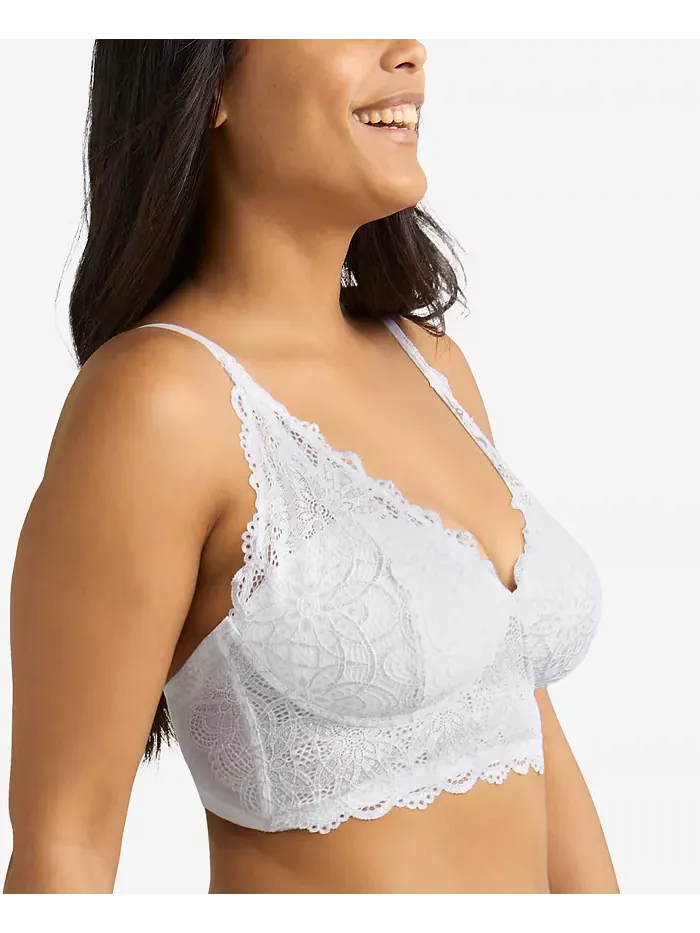 Удлиненный бюстгальтер-бралетт Pure Comfort из кружева и сетки DM1188 Maidenform — изображение 2 из 4, белый серебристый