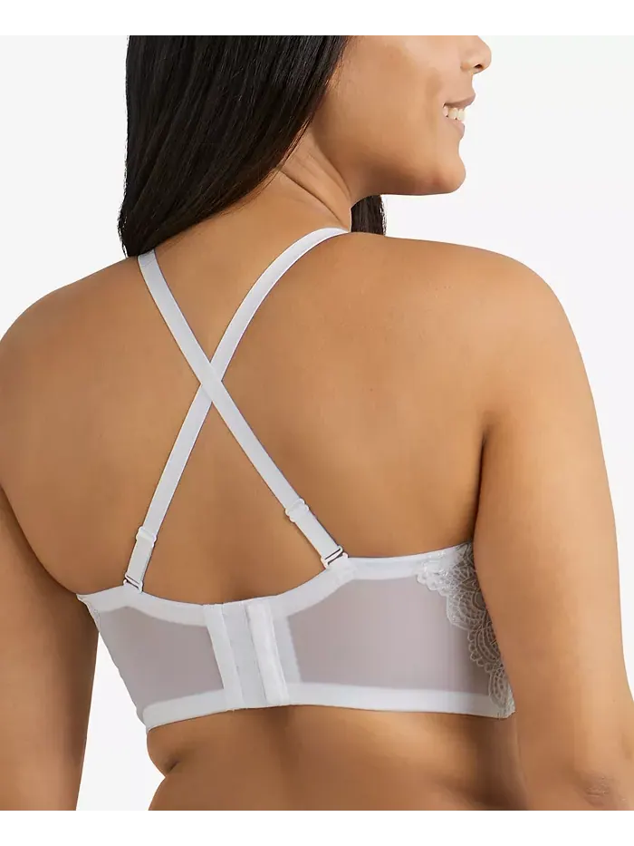Удлиненный бюстгальтер-бралетт Pure Comfort из кружева и сетки DM1188 Maidenform — изображение 3 из 4, белый серебристый
