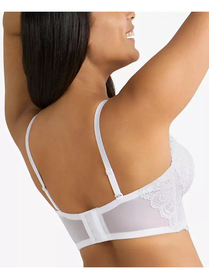 Удлиненный бюстгальтер-бралетт Pure Comfort из кружева и сетки DM1188 Maidenform — изображение 4 из 4, белый серебристый