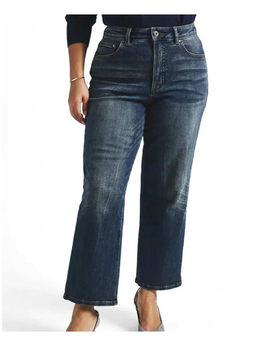 Джинсы прямого кроя с высокой посадкой Donna High Rise Curve Straight Leg Jeans Universal Standard — синий