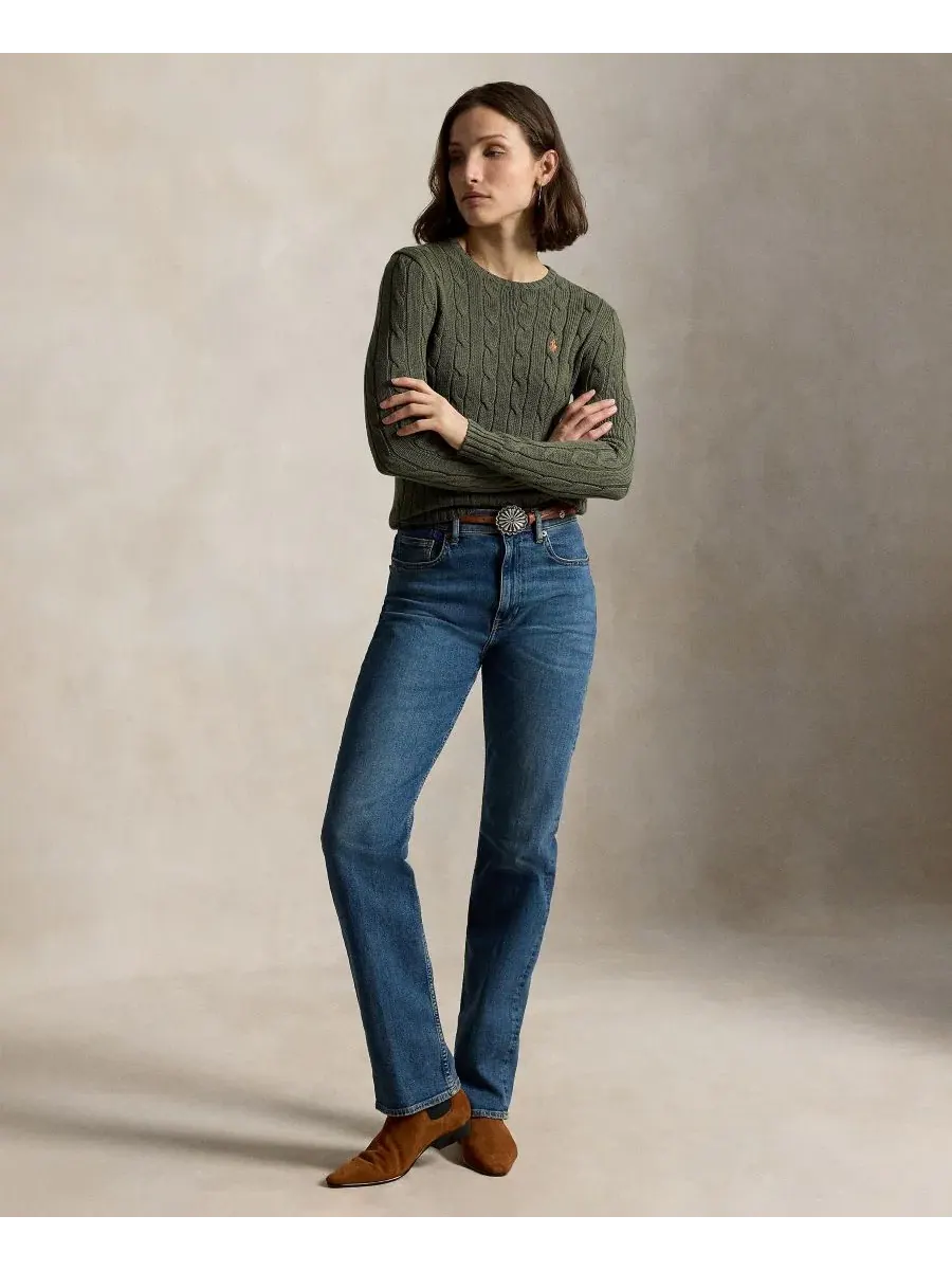Свитер с воротником-гольф из хлопка, модель Cable-Knit Cotton Crewneck Sweater Polo Ralph Lauren — изображение 2 из 17