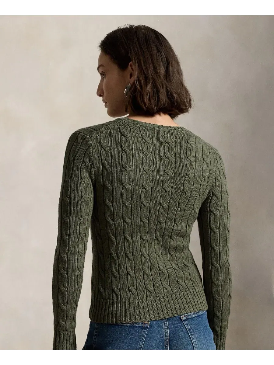Свитер с воротником-гольф из хлопка, модель Cable-Knit Cotton Crewneck Sweater Polo Ralph Lauren — изображение 5 из 17
