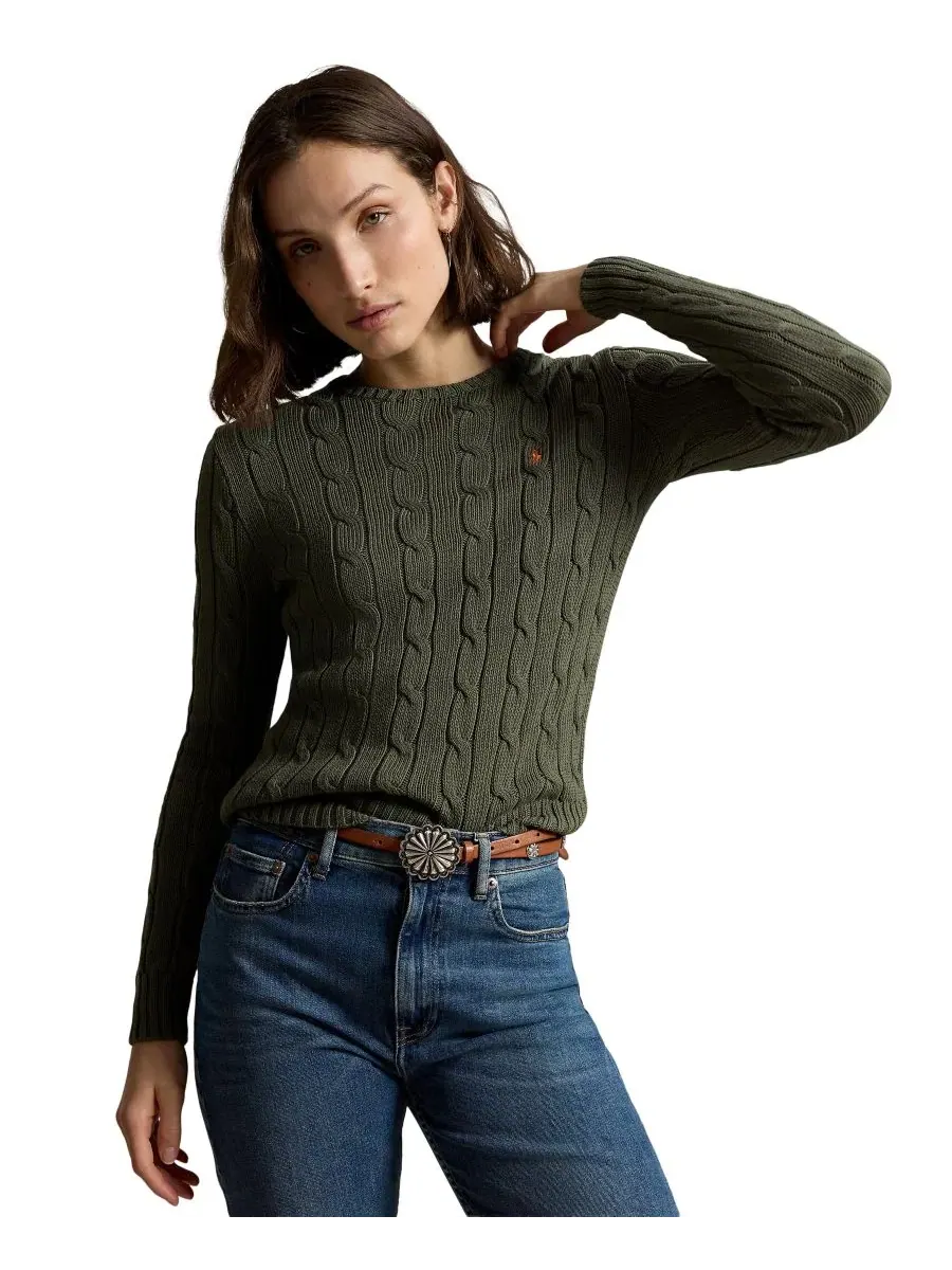 Свитер с воротником-гольф из хлопка, модель Cable-Knit Cotton Crewneck Sweater Polo Ralph Lauren — изображение 6 из 17