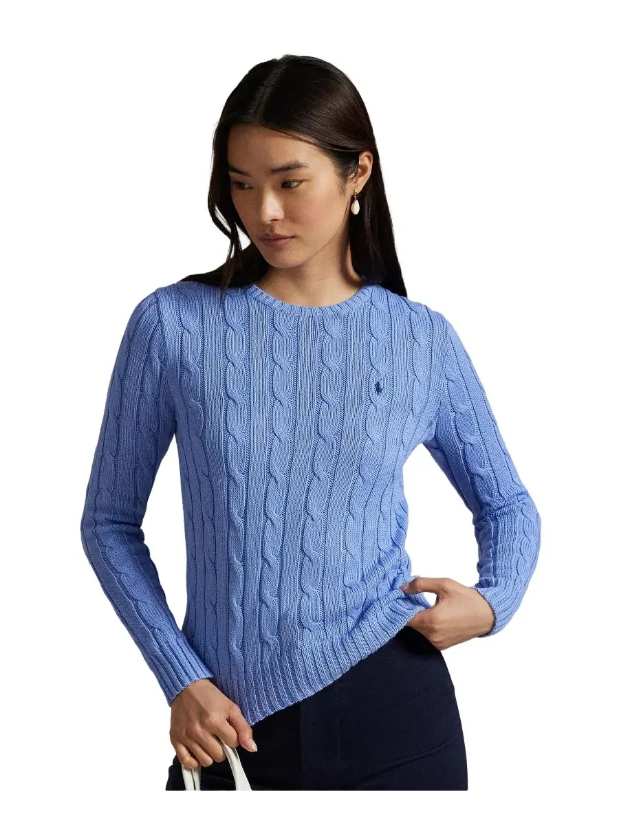 Свитер с воротником-гольф из хлопка, модель Cable-Knit Cotton Crewneck Sweater Polo Ralph Lauren — изображение 8 из 17
