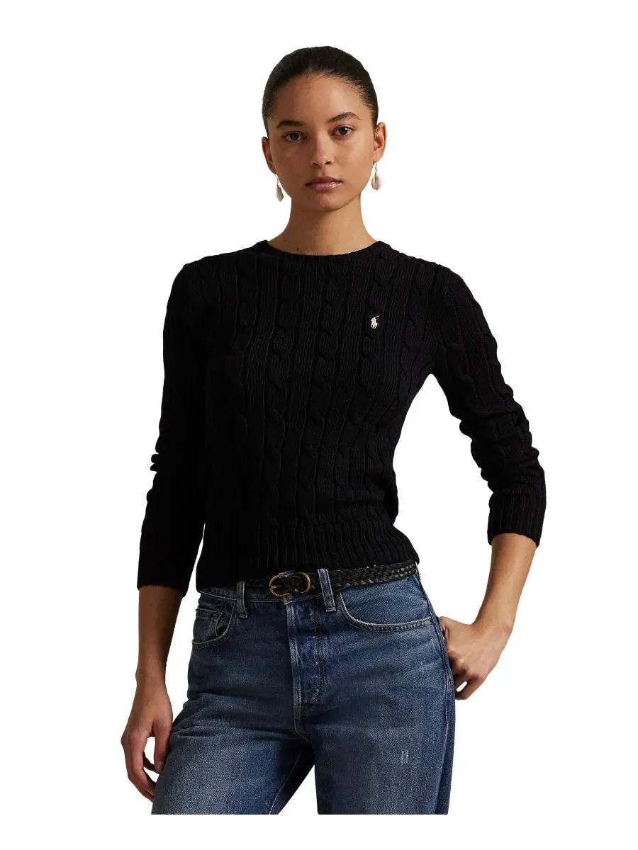 Свитер женский с косами, хлопковый, Slim Fit Polo Ralph Lauren — изображение 9 из 17, розовый