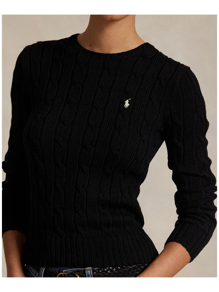 Свитер с круглым вырезом и косами Carmel Pink Polo Ralph Lauren — изображение 13 из 16, розовый
