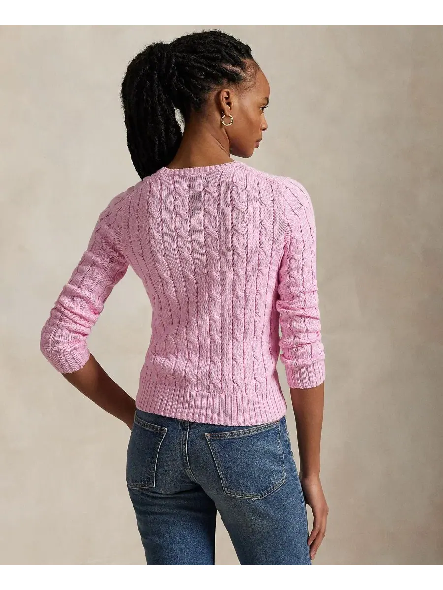 Свитер с круглым вырезом и косами Carmel Pink Polo Ralph Lauren — изображение 4 из 16, розовый