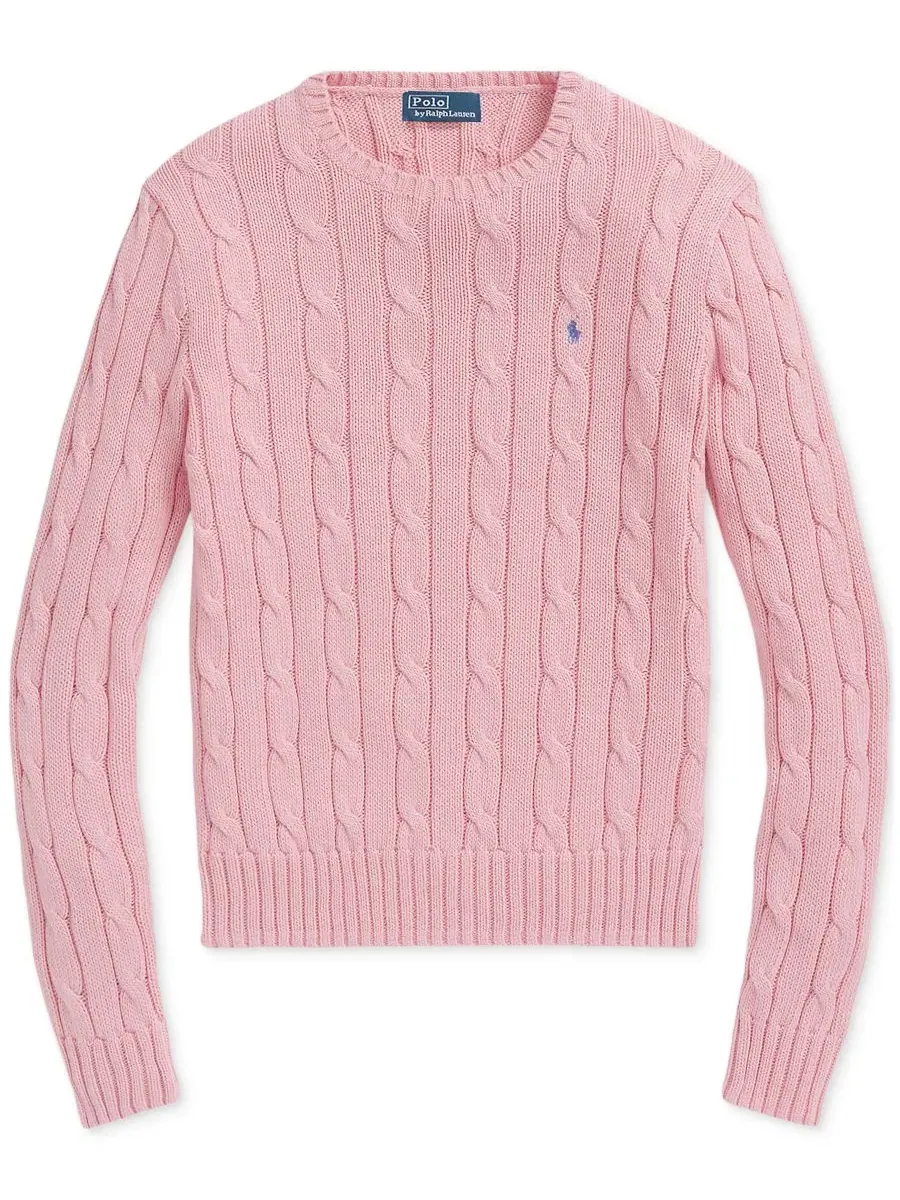 Свитер с круглым вырезом и косами Carmel Pink Polo Ralph Lauren — изображение 5 из 16, розовый