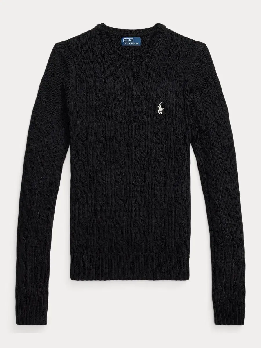 Свитер из хлопка с косами, с длинным рукавом Polo Ralph Lauren — изображение 14 из 16, классический белый