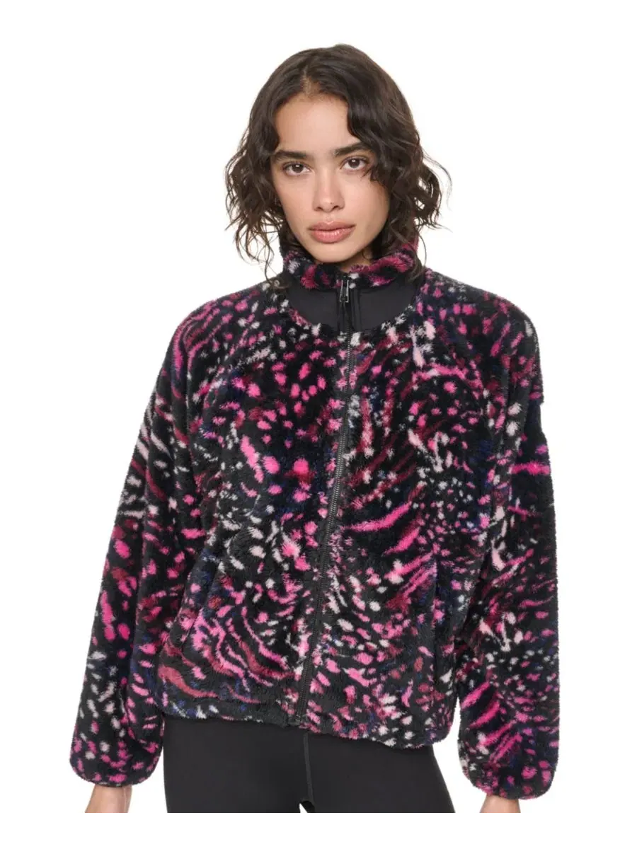 Женская куртка из флиса шерпа с принтом, модель Tiger Floral Festive DKNY Sport, Tiger Floral
