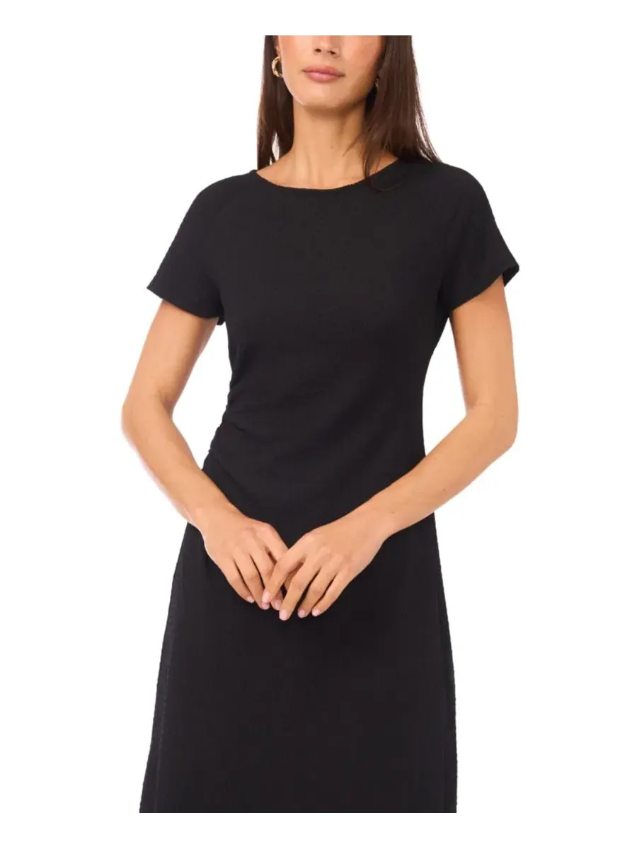 Платье с коротким рукавом и асимметричным подолом, модель Crewneck Short-Sleeve Dress Vince Camuto — изображение 2 из 3
